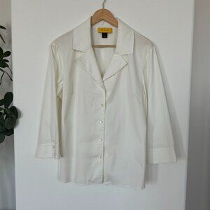 St. John White Button Down Formal Blouse